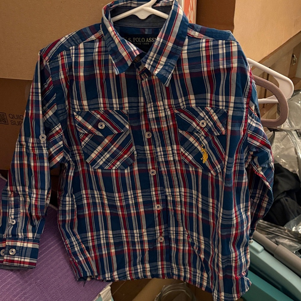 U.S. Polo Assn. Red and Blue Plaid Shirt